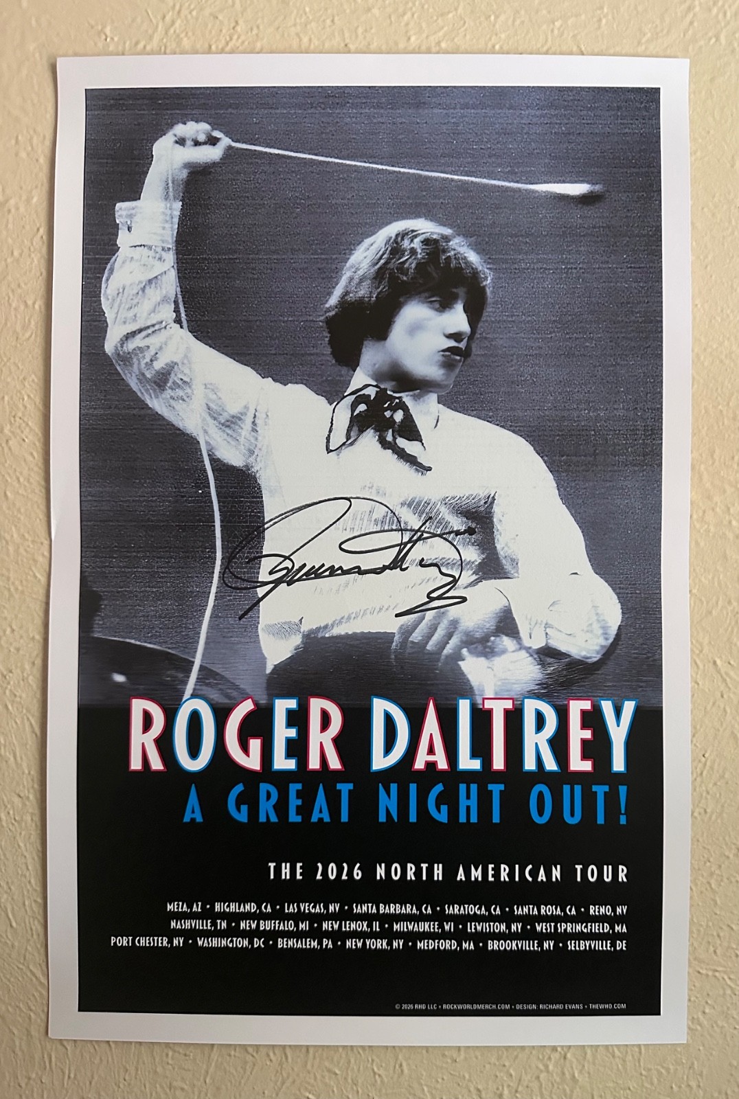 Roger Daltrey - SIGNED - A Great Night Out 2026 VIP Tour Poster