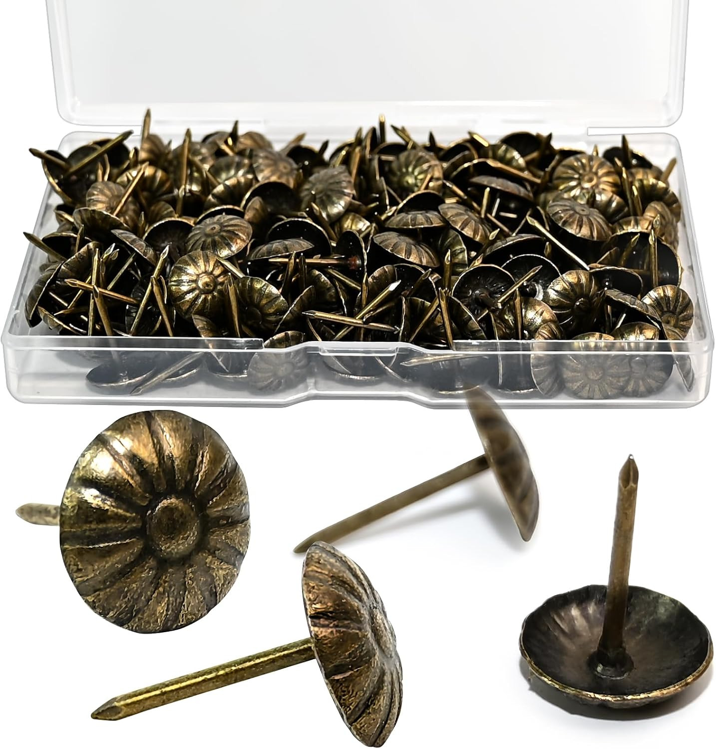 200PCS Antique Upholstery Tacks Decorative Furniture Nails (Boxed) 200PCS Antique Upholstery Tacks Decorative Furniture Nails (Boxed)