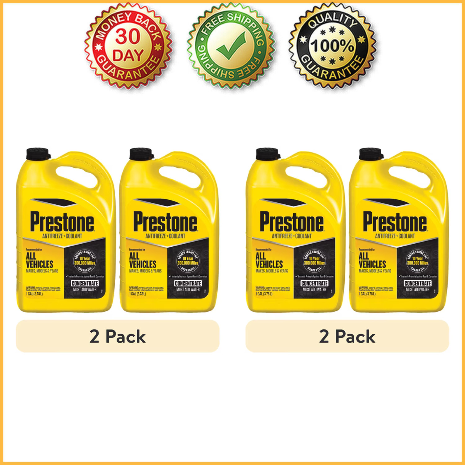 4 Pack Prestone Universal Antifreeze and Coolant AF2000 Concentrate 1 Gallon 4 Pack Prestone Universal Antifreeze and Coolant AF2000 Concentrate 1 Gallon