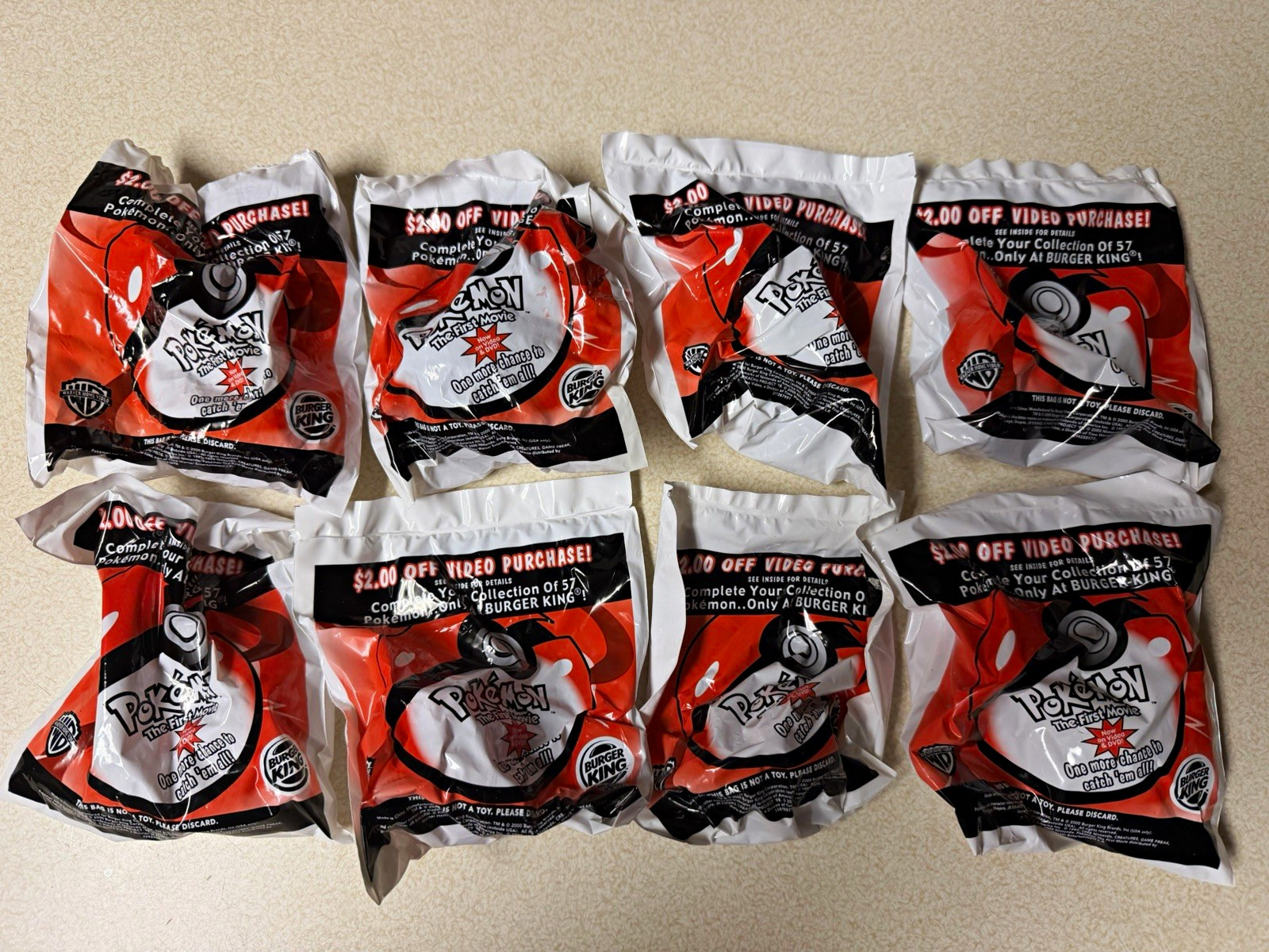 Burger King Pokemon The First Movie Toy Packs 2000 Sealed Vintage Lot of 7 Burger King Pokemon The First Movie Toy Packs 2000 Sealed Vintage Lot of 7