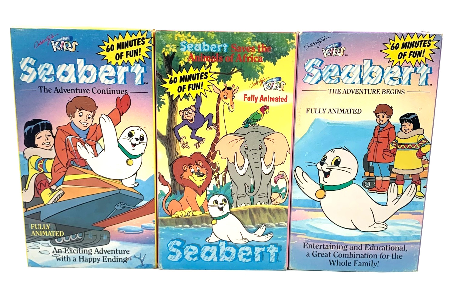 Seabert 3 VHS Lot - The Adventure Begins, Continues & Saves Animals in Africa