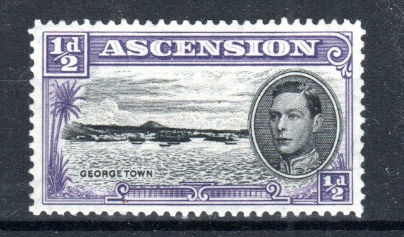 Ascension 1938-53 1/2d Georgetown with torpedo flaw SG 38bb MH