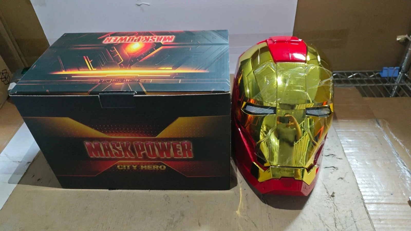 Iron Man Gold MK5 Helmet Electronic Voice Activated Open Close Mask New