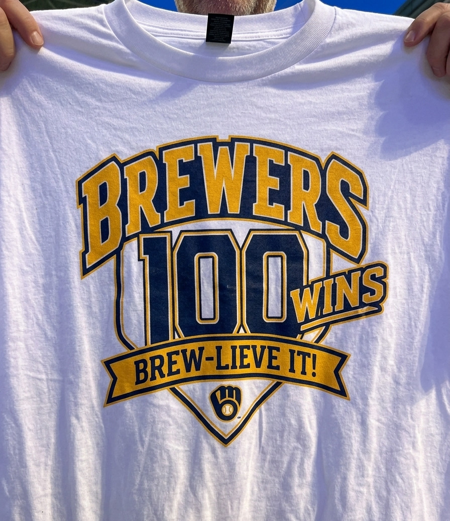 9/25/26 MILWAUKEE BREWERS 100 WINS Exclusive SGA SHIRT S-5XL 9/25/26 MILWAUKEE BREWERS 100 WINS Exclusive SGA SHIRT S-5XL