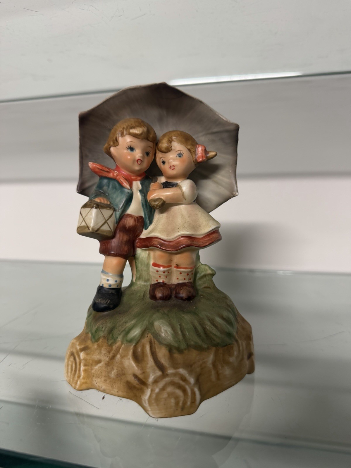 Vintage Lefton Umbrella Boy and Girl Music Box
