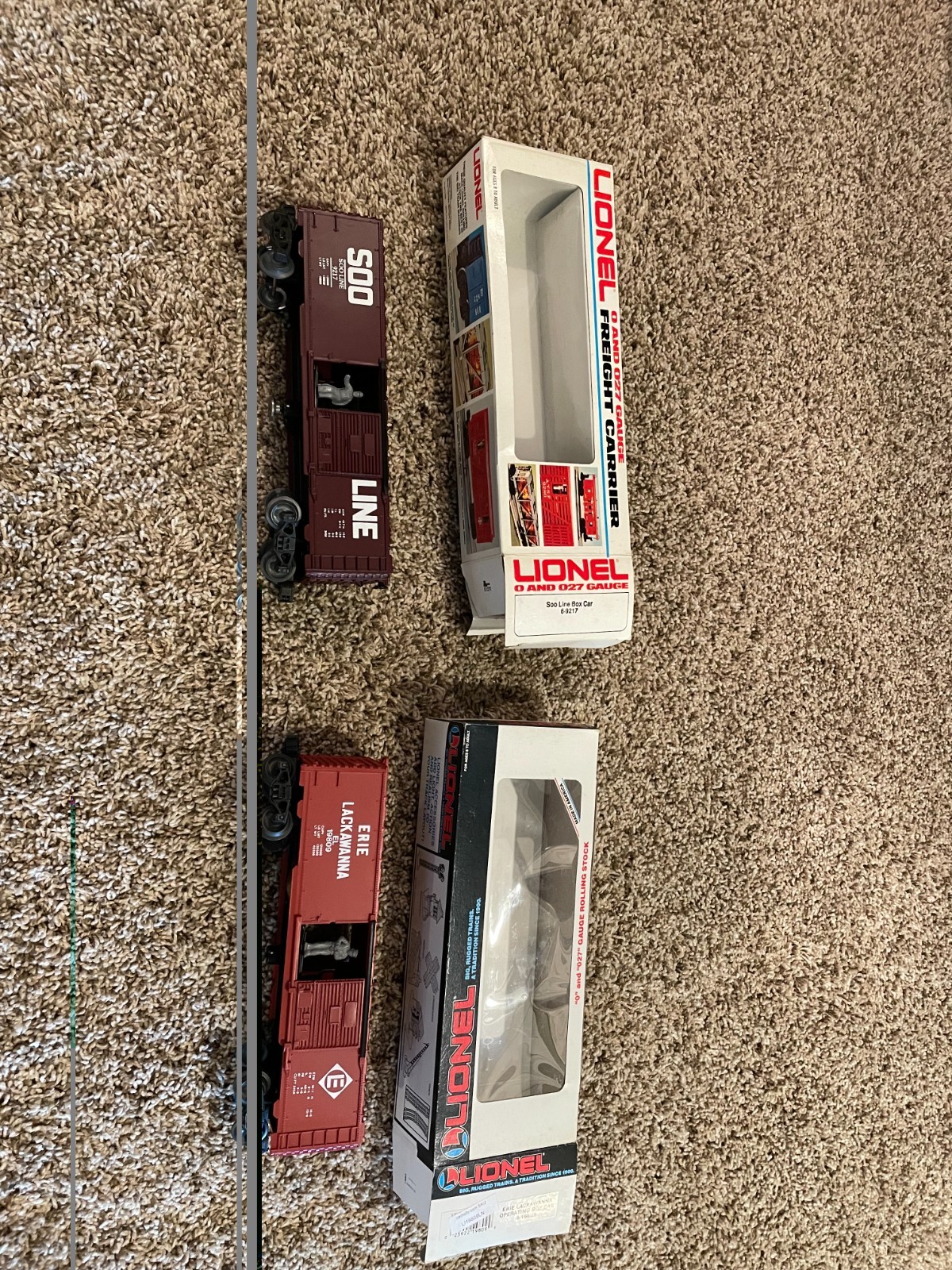 2 New Lionel Operating Box Cars - one Price for both 2 New Lionel Operating Box Cars - one Price for both