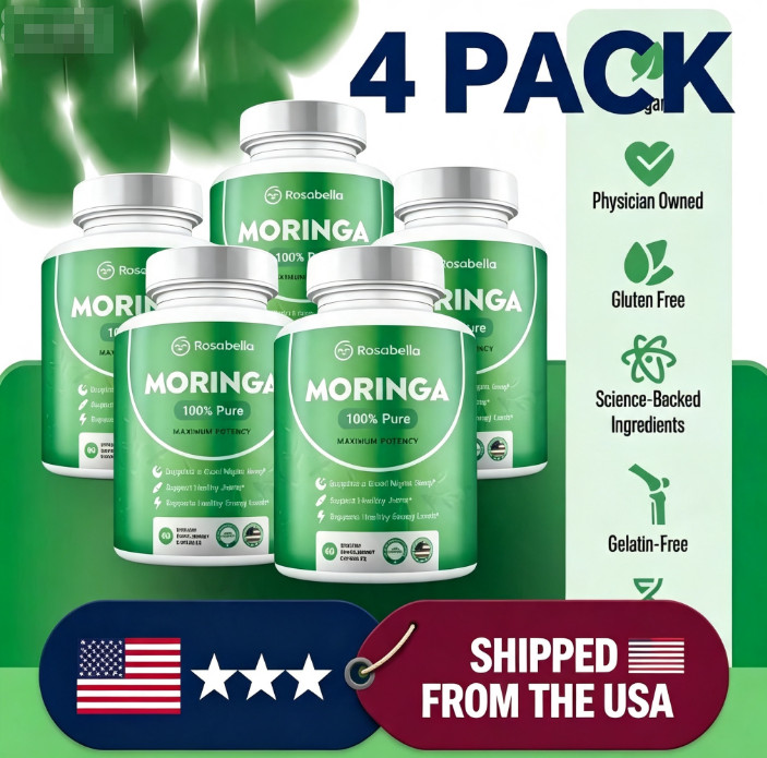 4-Pack Rosabella Certified Organic Moringa800 mg Herbal DigestiveSupport Natura-