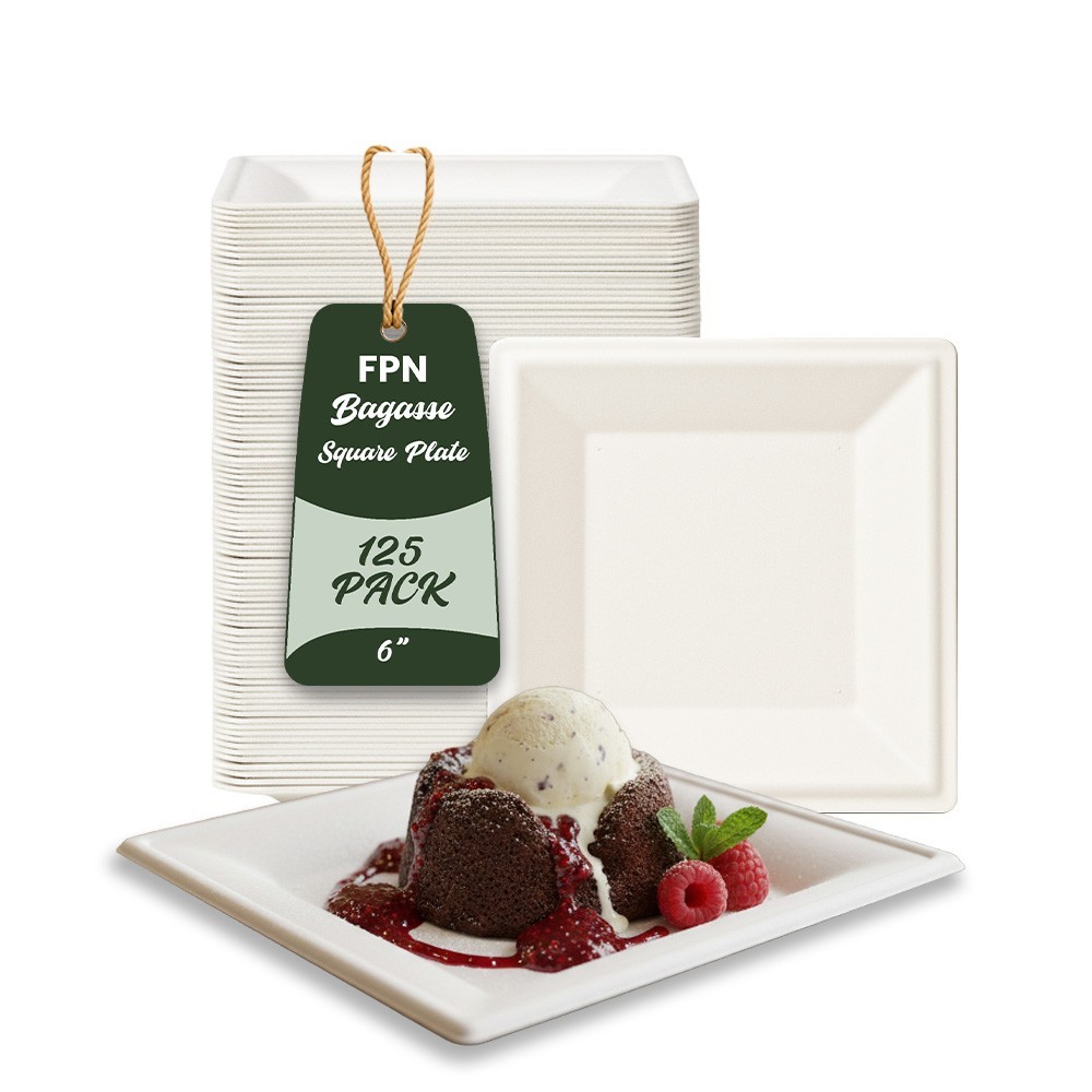 Square Dinner Plates for Party Disposable Paper Plates Microwave-safe:6\
