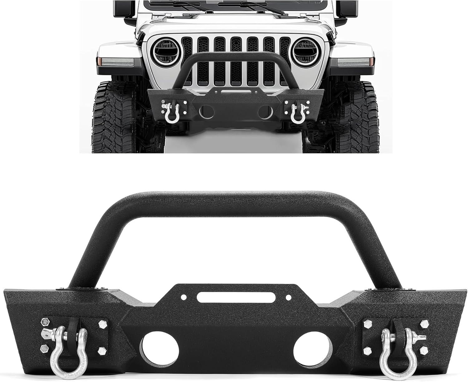 Stubby Front Bumper Compatible With 2007-24 Jeep Wrangler JK JL Gladiator JT W