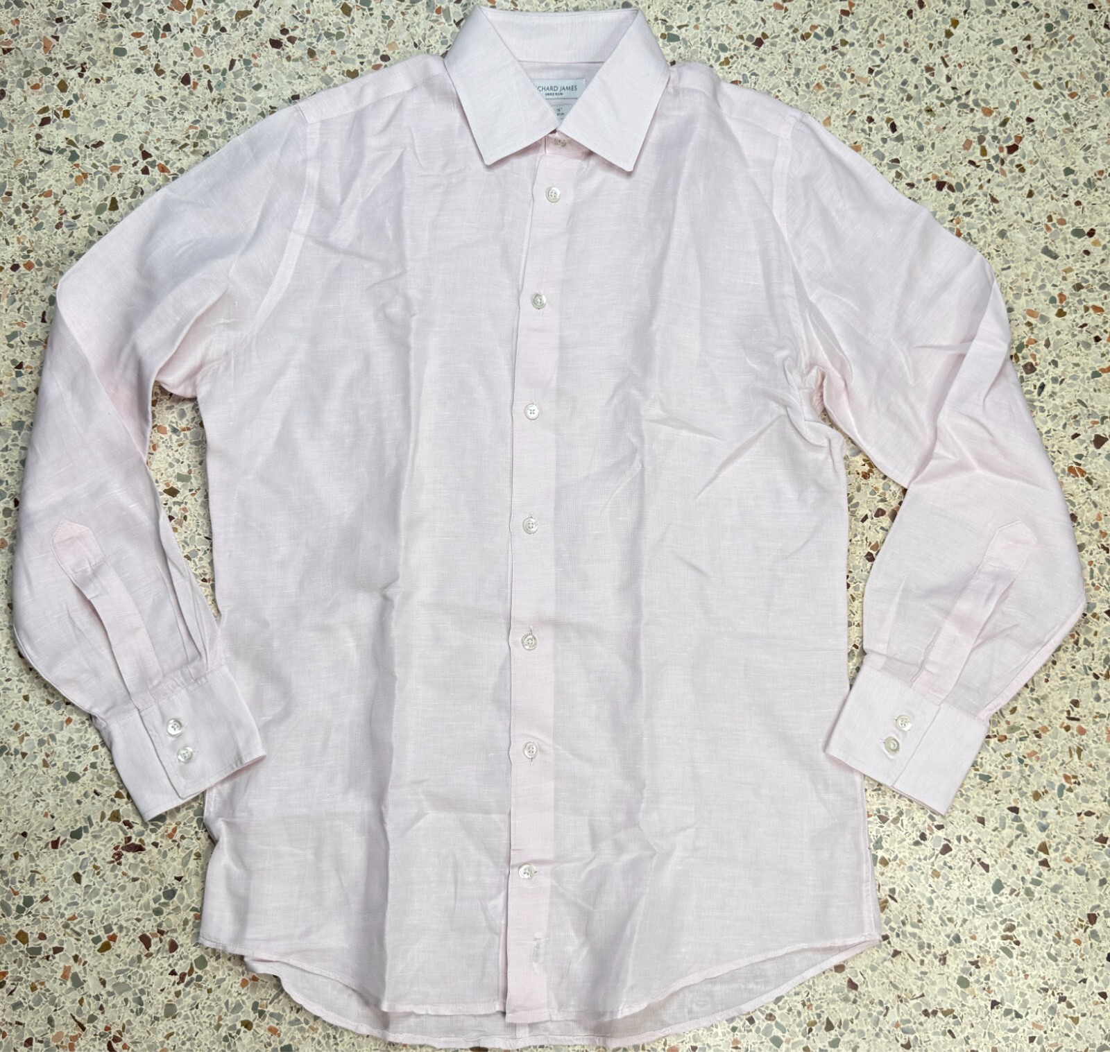 Richard James Mens Saville Row Linen Blend Long Sleeve Dress Shirt Size 16\' 41cm