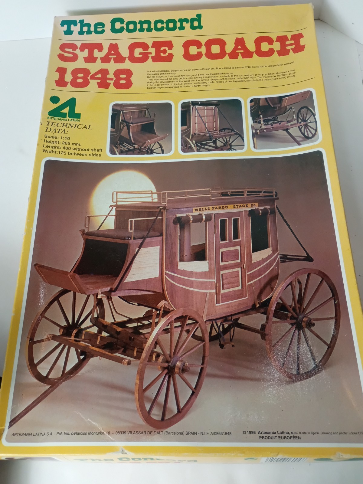 Artesania Latina The Concord Stage Coach 1848 1/10 Model 16004 Complete Unbuilt Artesania Latina The Concord Stage Coach 1848 1/10 Model 16004 Complete Unbuilt