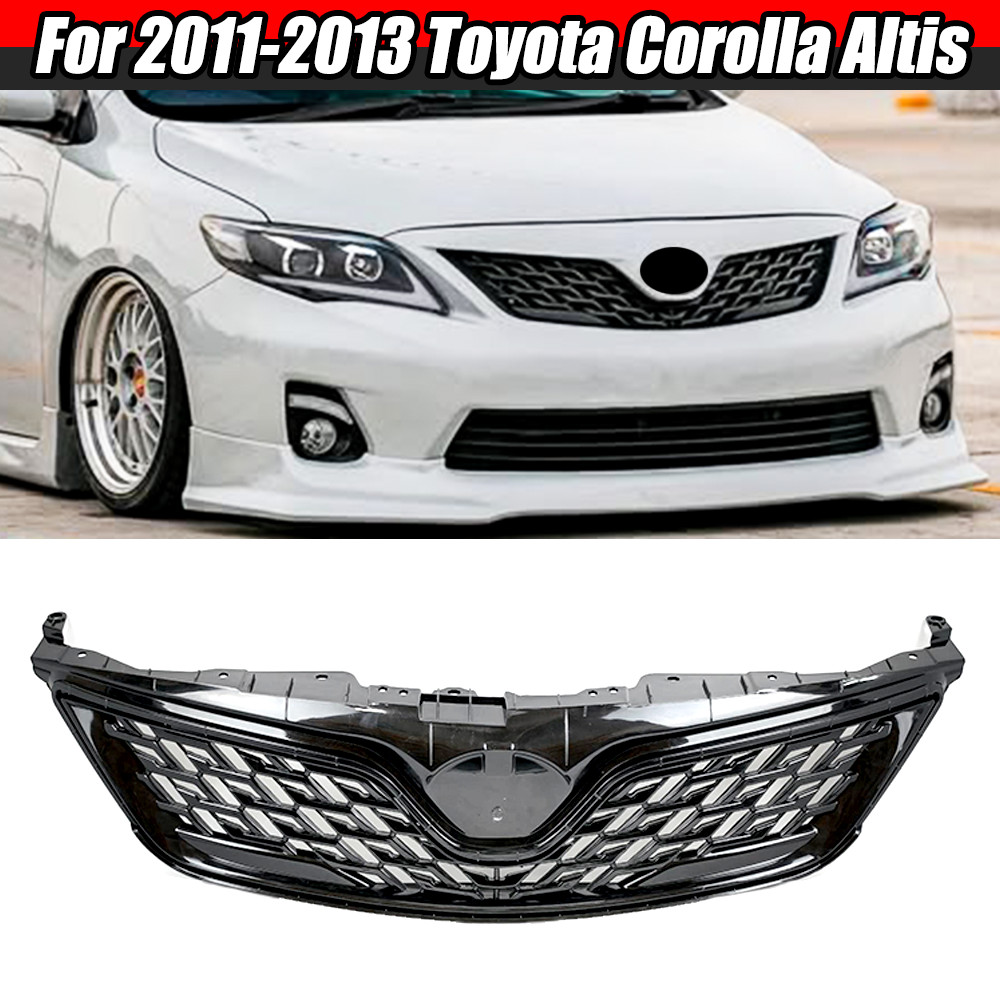 For 2011-2013 Toyota Corolla Altis JDM ZR6 Style Front Bumper Grille Gloss Black