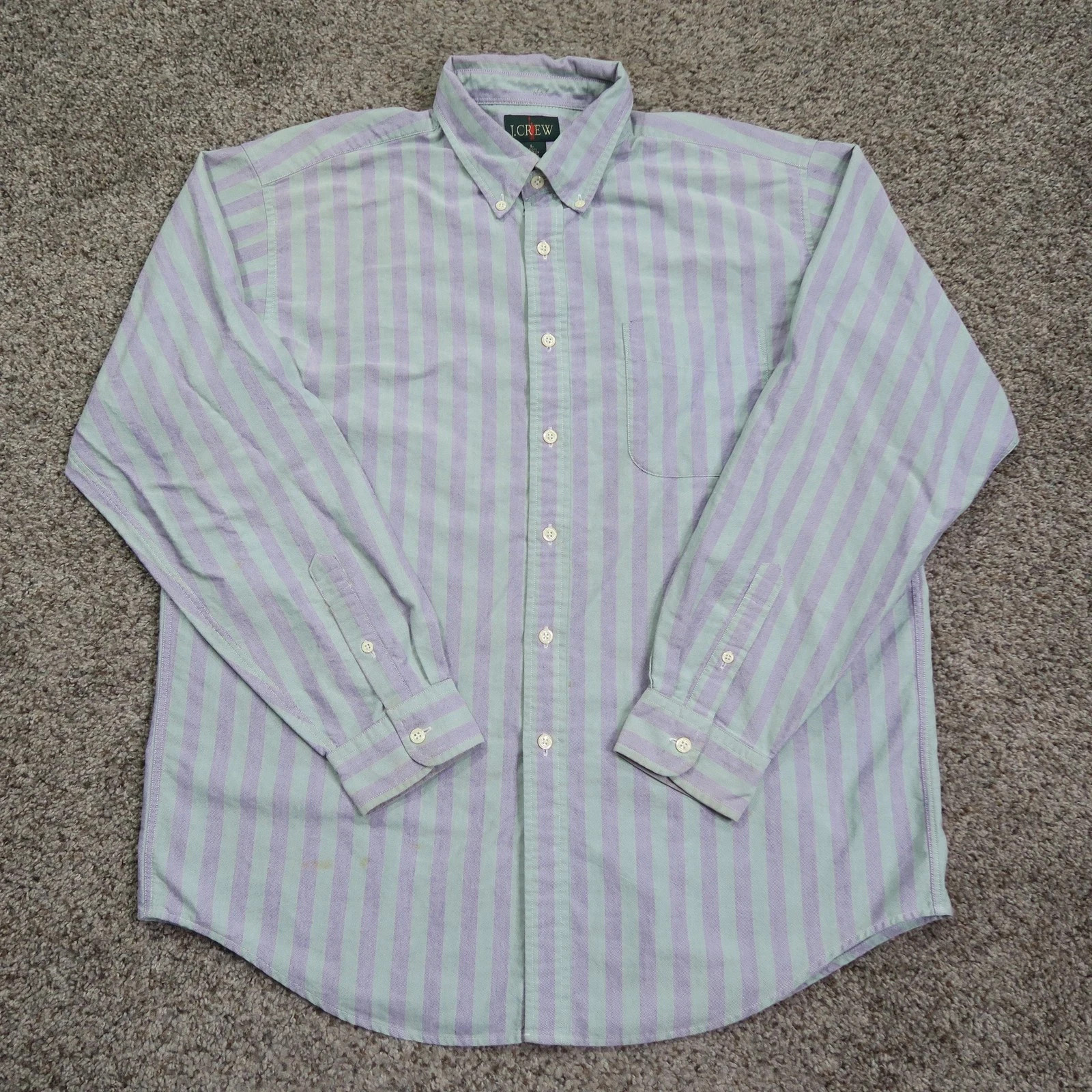 Vintage J Crew Shirt Mens Large Striped Oarsman Oxford Button Down Cotton 90s