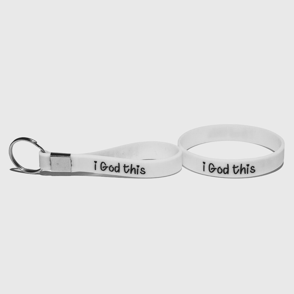 faith inspired ~ i God this Key Chain & Bracelet - White with Black Lettering