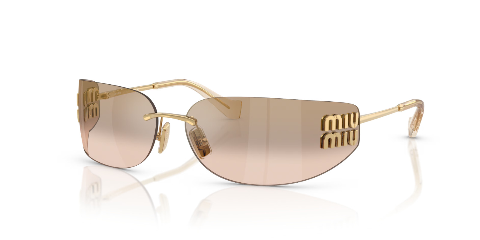 Miu Miu MU A51S 5AK20P Rimless Sunglasses Gold Rose Gradient Crystal Women Miu Miu MU A51S 5AK20P Rimless Sunglasses Gold Rose Gradient Crystal Women