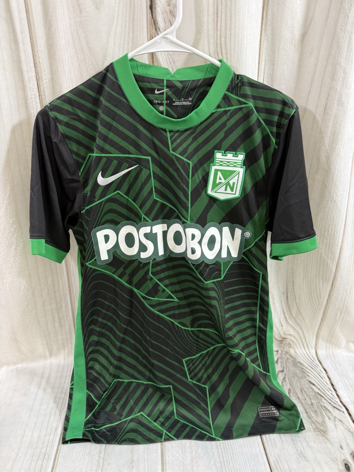 Nike Atletico Nacional Postobon Men\'s S 2022/23 Soccer Jersey Shirt Black Green