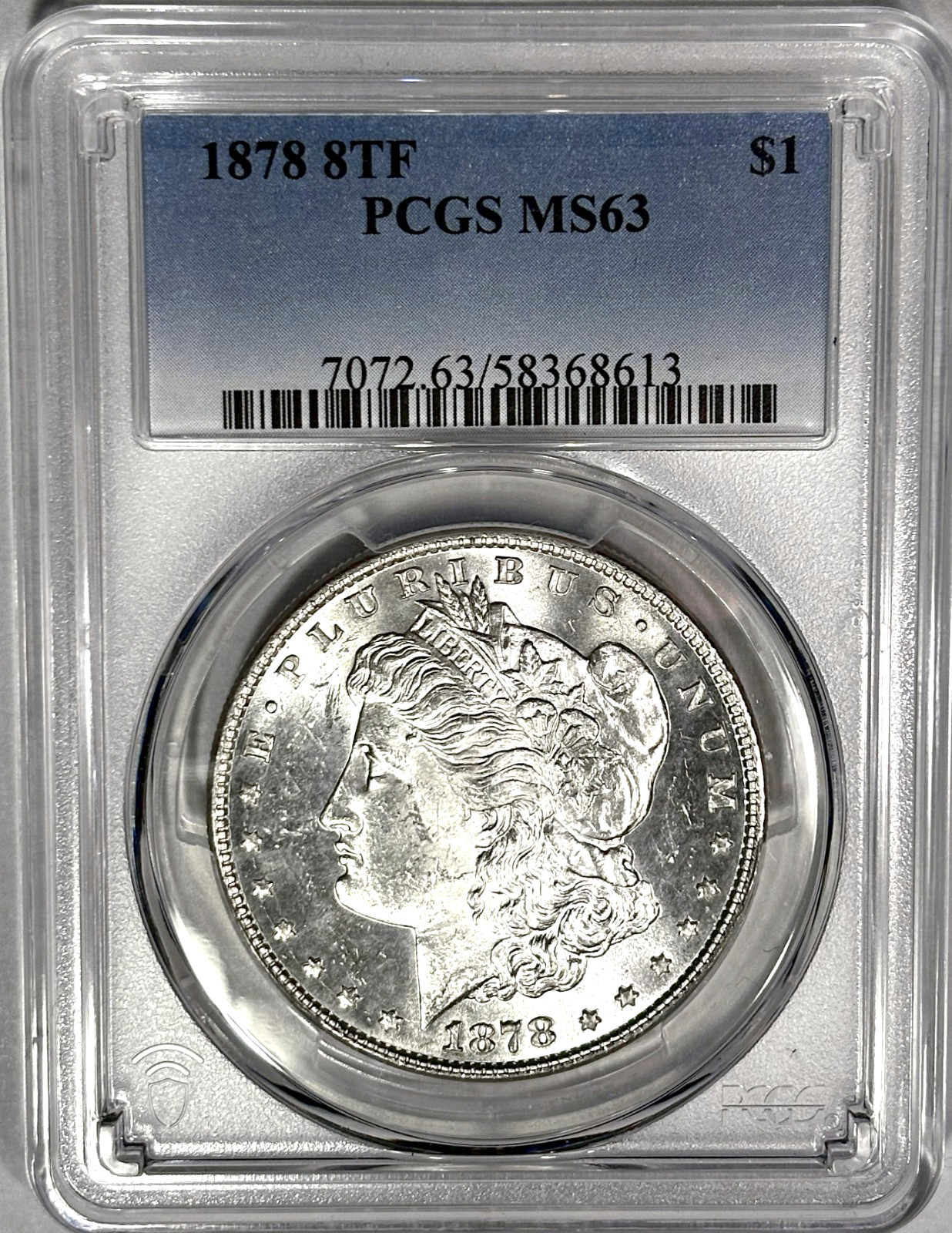 1878 $1 PCGS MS63 8TF MORGAN DOLLAR ~ FROSTY & PL REVERSE 1878 $1 PCGS MS63 8TF MORGAN DOLLAR ~ FROSTY & PL REVERSE