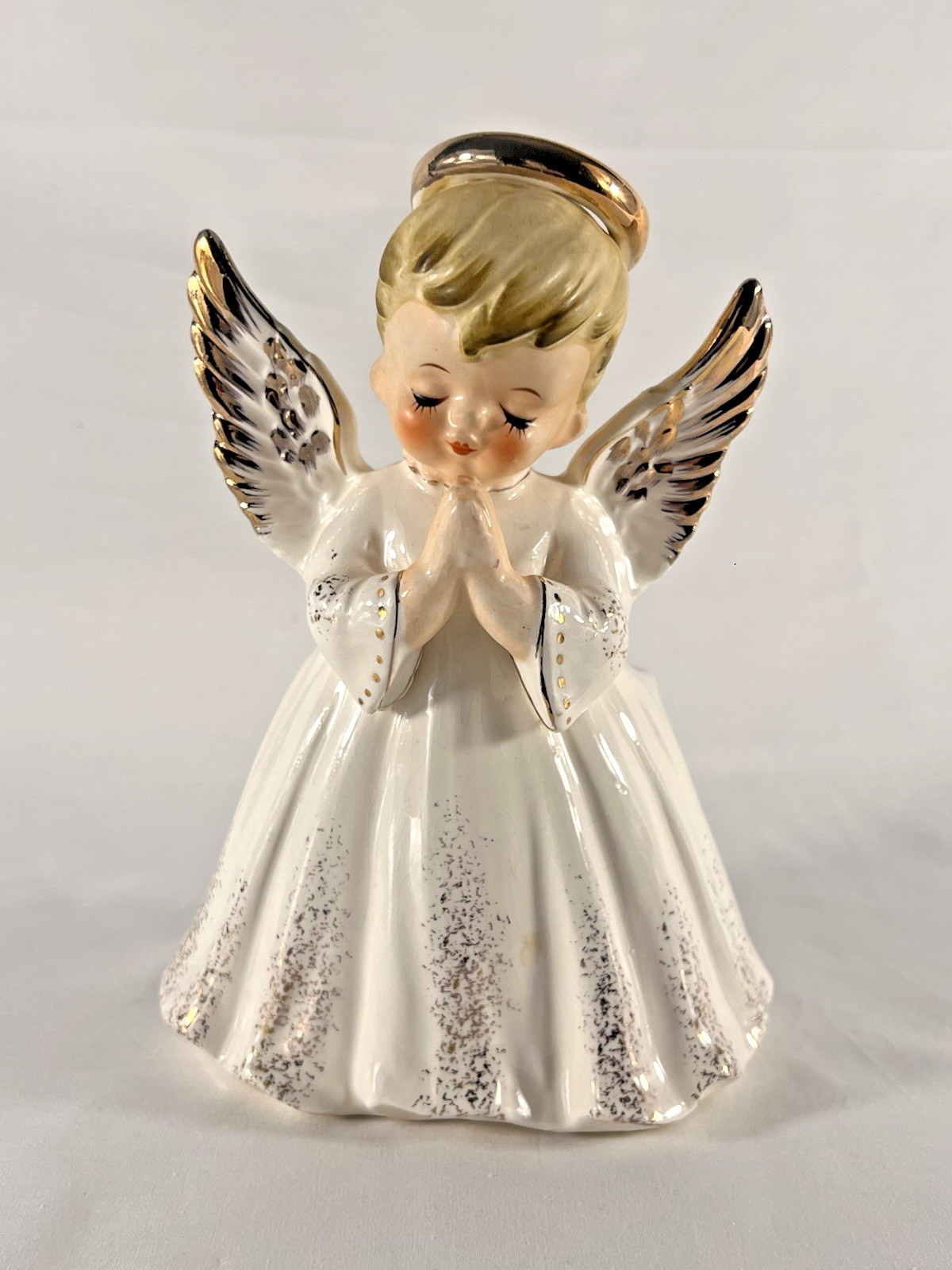LEFTON Praying Angel Planter Japan Porcelain Gold Leaf Mid‑Century Vintage #1714
