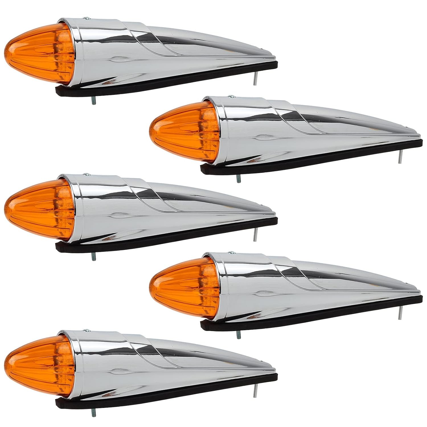 5pcs LED Amber Torpedo Cab Marker Roof Running Top Lights Assembly Amber