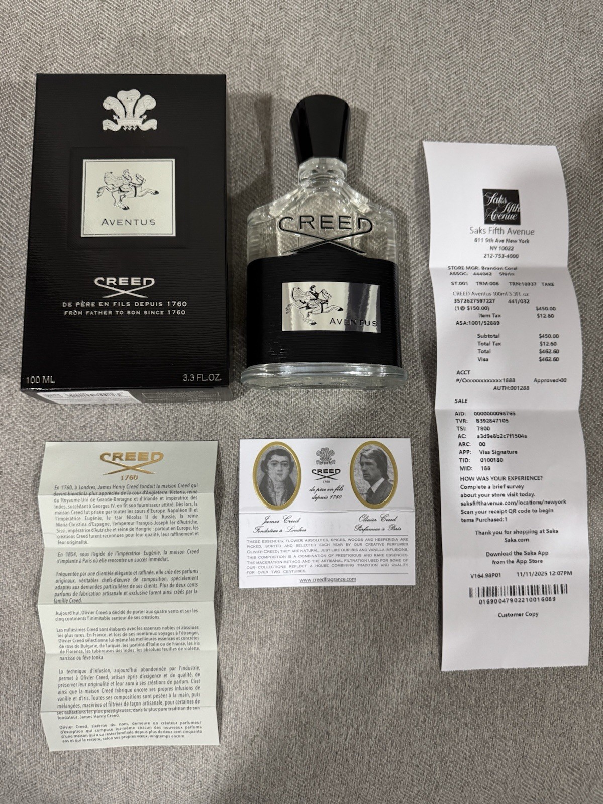 Unused Creed Aventus Cologne w/ Receipt – Luxury Fragrance Sale