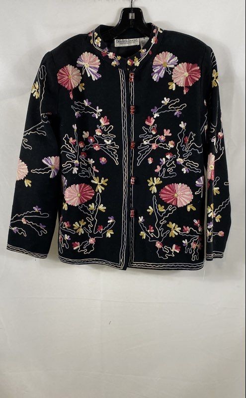 Draper\'s & Damon\'s Women\'s Vintage 90s Black Floral Embroidered Blazer Sz S
