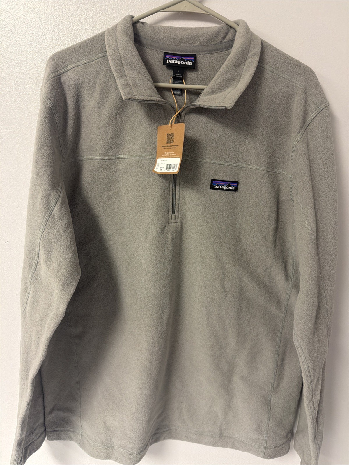 PATAGONIA Men\'s Micro D Fleece Pullover Size Large, Feather Gray PATAGONIA Men\'s Micro D Fleece Pullover Size Large, Feather Gray