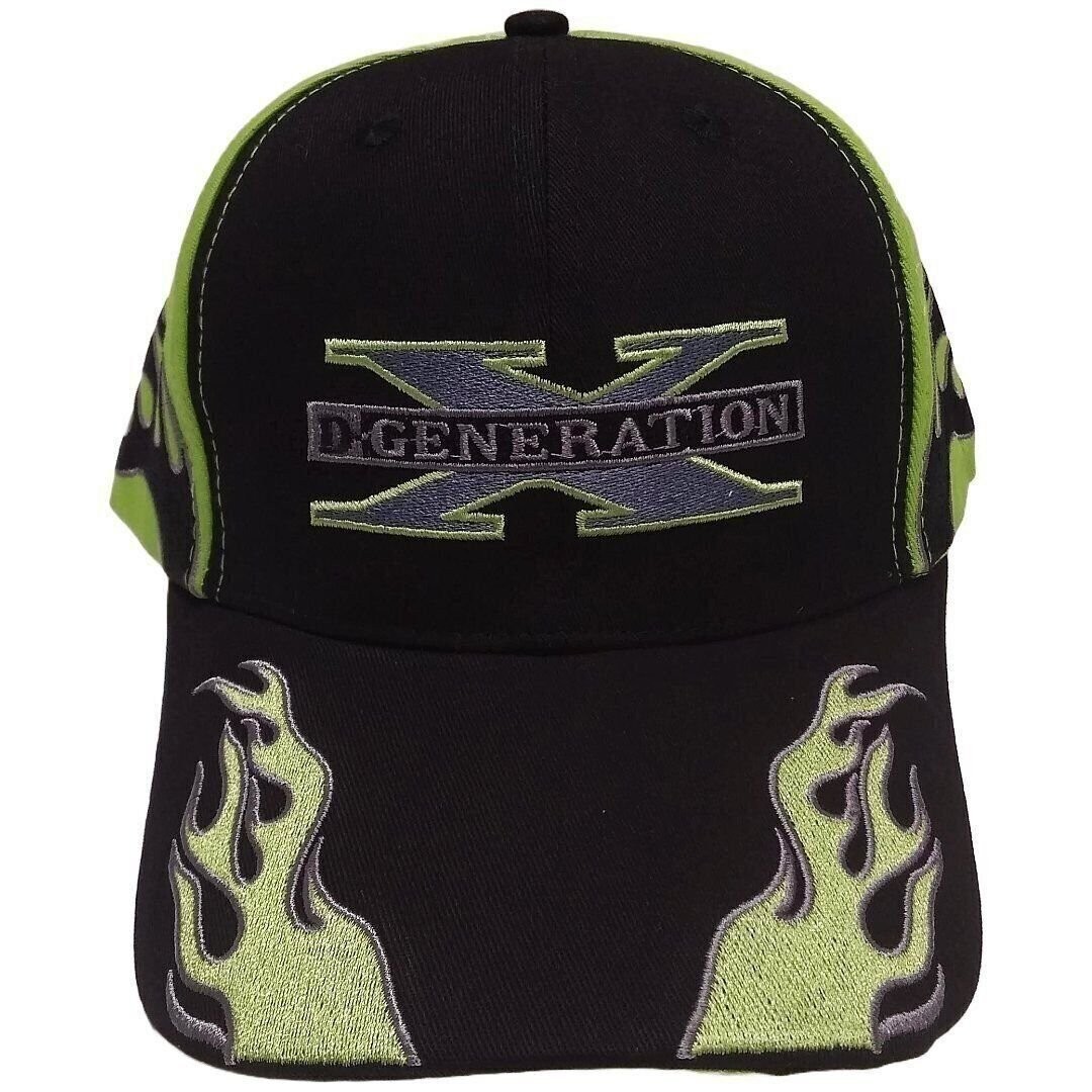 DX Flames D-Generation X Green and Black Baseball Hat DX Flames D-Generation X Green and Black Baseball Hat
