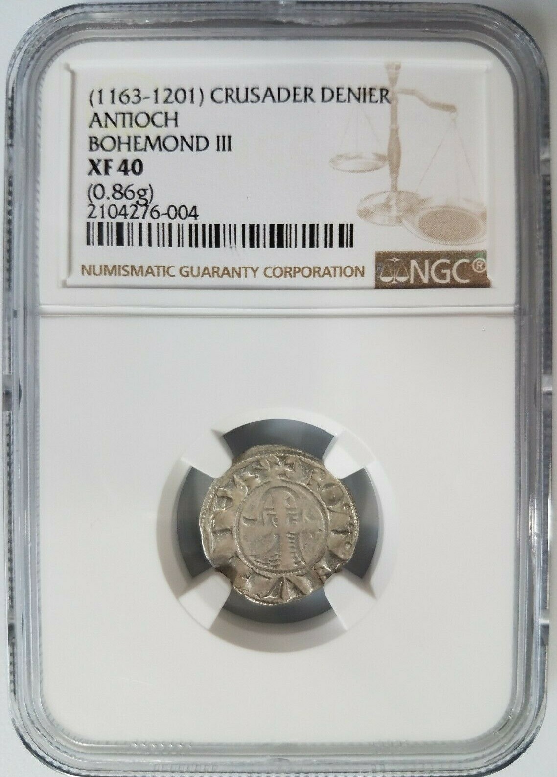 Antioch Bohemond III NGC XF40 Silver Denier Knights Templar Crusader Holy Cross Antioch Bohemond III NGC XF40 Silver Denier Knights Templar Crusader Holy Cross