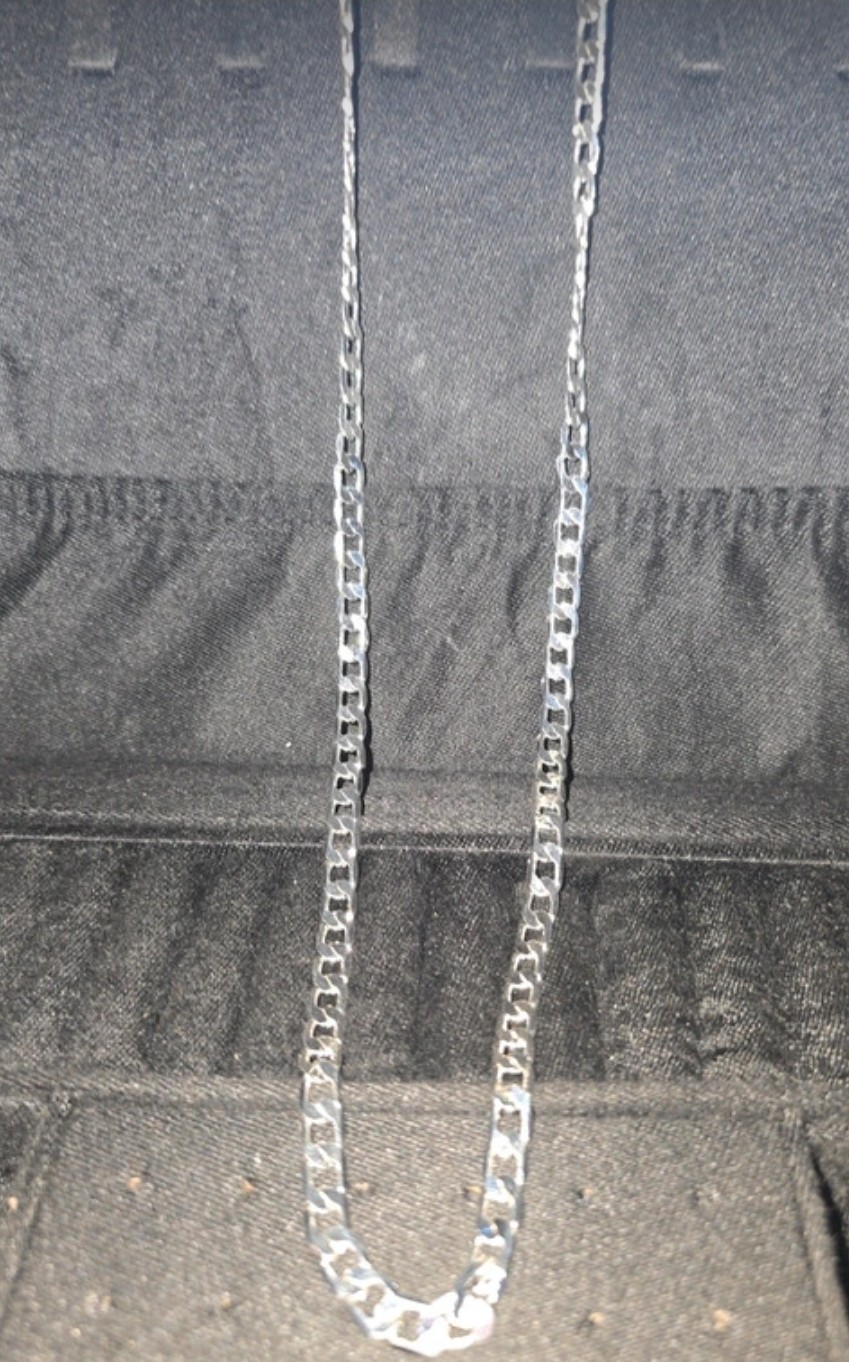 925 Sterling Silver Diamond-Cut Curb Link Chain 23