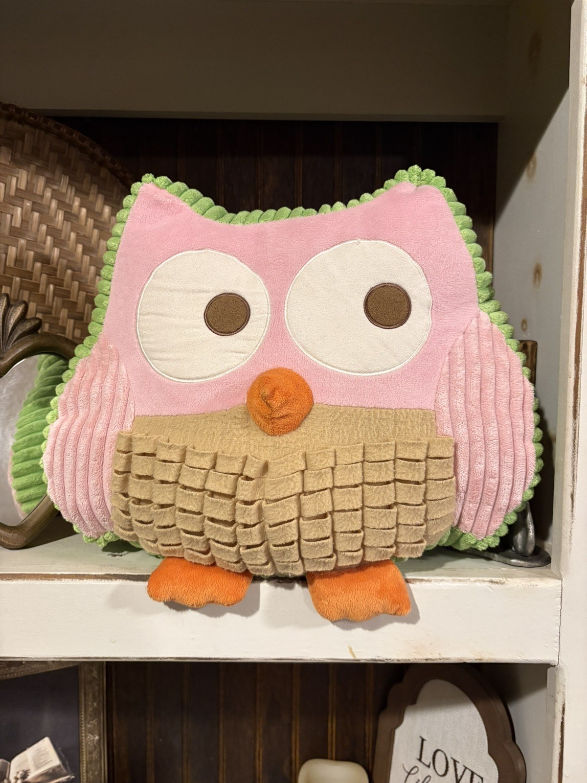 Vintage Circo Love N Nature Owl Plush Pillow Pink Green Orange Target Y2K