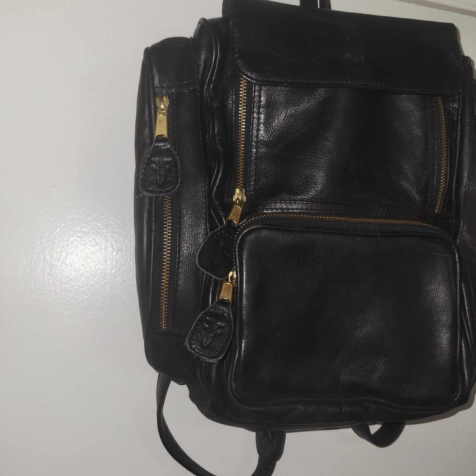 Vintage Frye Black Leather Backpack Multi Pocket Brass Hardware Rare Unisex Vintage Frye Black Leather Backpack Multi Pocket Brass Hardware Rare Unisex