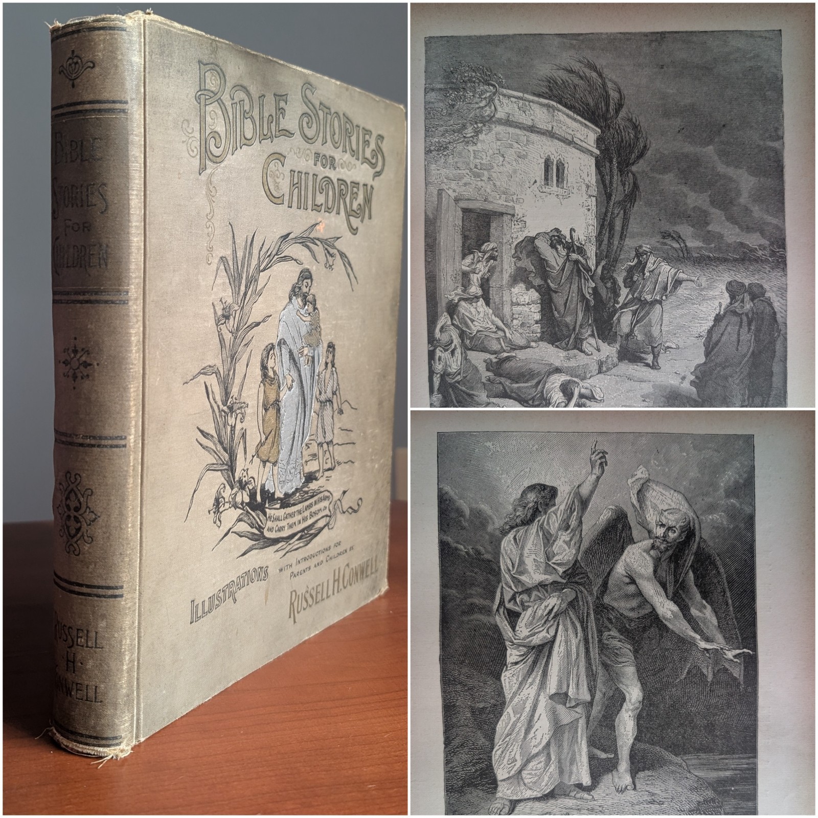 1892 Bible Stories for Children Russell H Conwell 200+ Engravings Antique Book