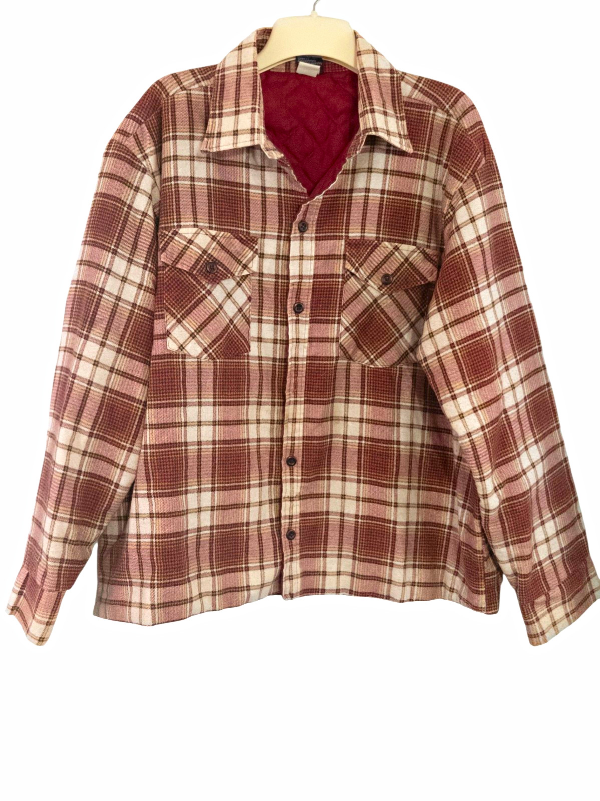 Vintage 70s The Mens Shop JC Penney Mens Red Flannel Shirt Jacket Shacket sz XL