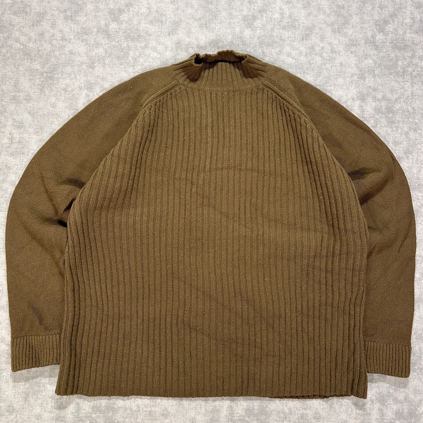 Vintage Patagonia Mock Neck Lambswool Sweater Rib Knit Mens XL 51205 Olive Green