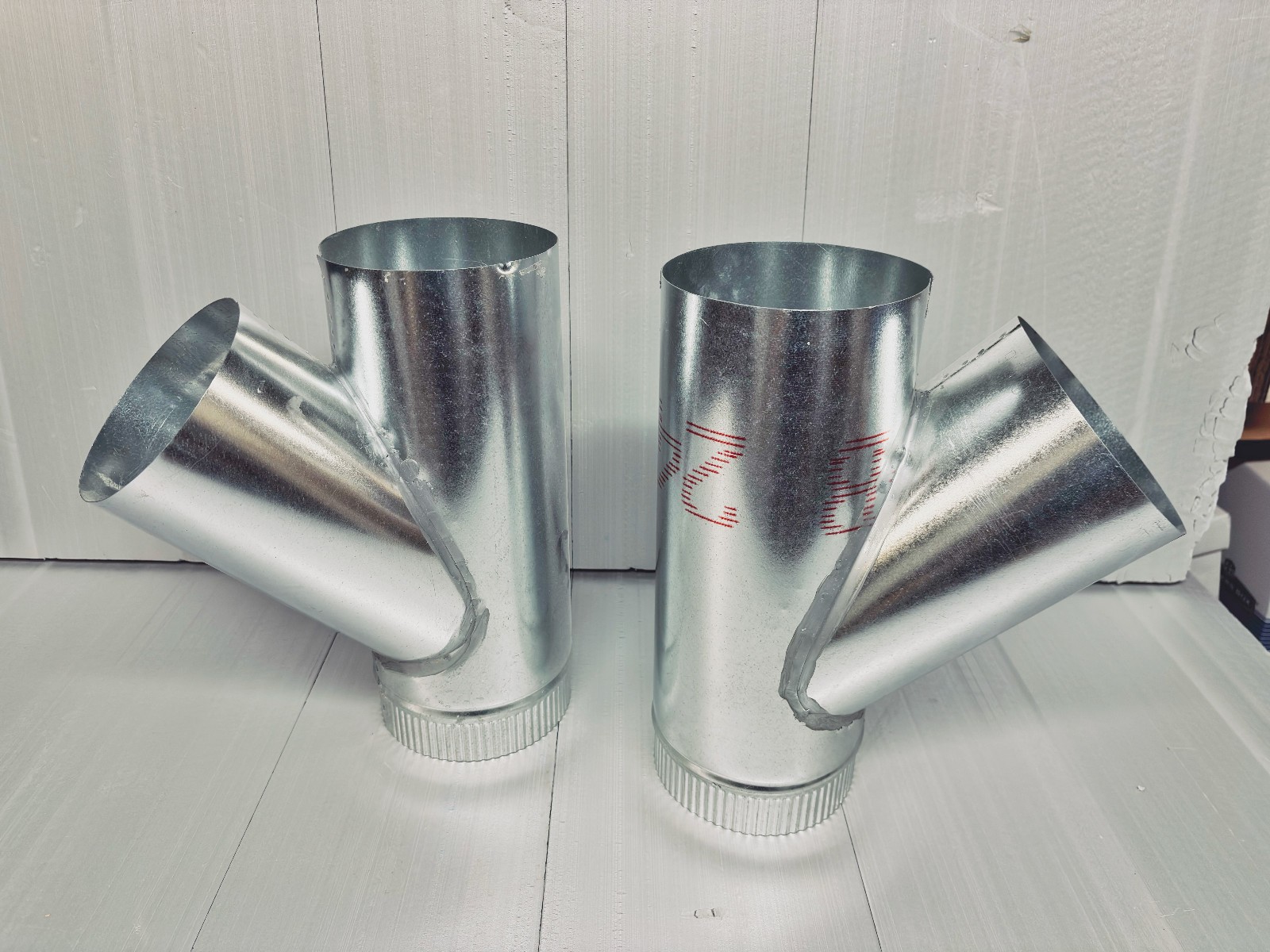 2 - Oneida Air Dust Collection 45 Degree Wye Joints - 6” x 6” x 6”  - 24 gauge