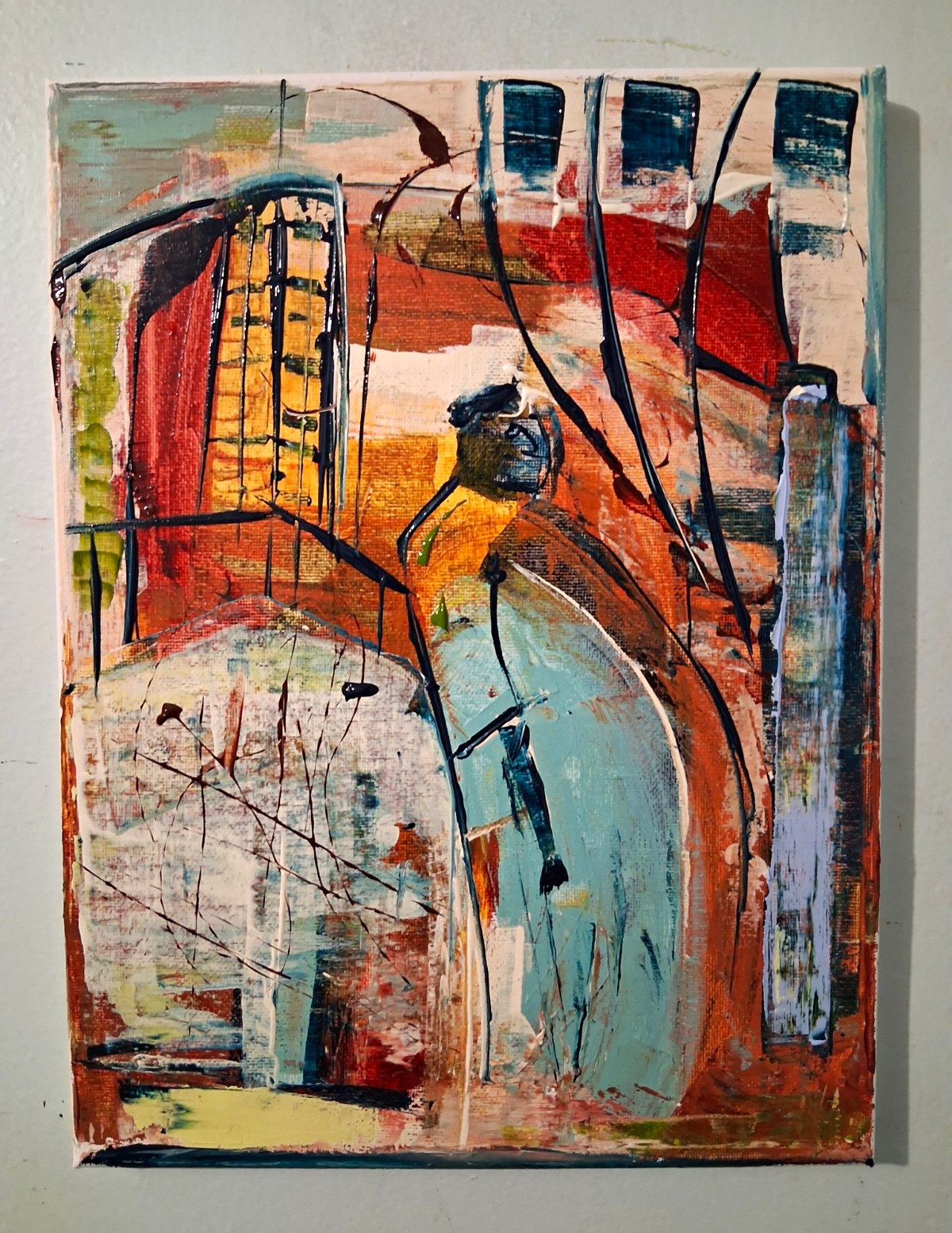 original abstract modern figure painting on canvas/panel unframed original abstract modern figure painting on canvas/panel unframed
