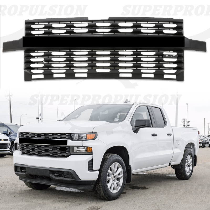 Fit For 2019-2021 Chevrolet Silverado 1500 Front Bumper Upper Grille Grill Black