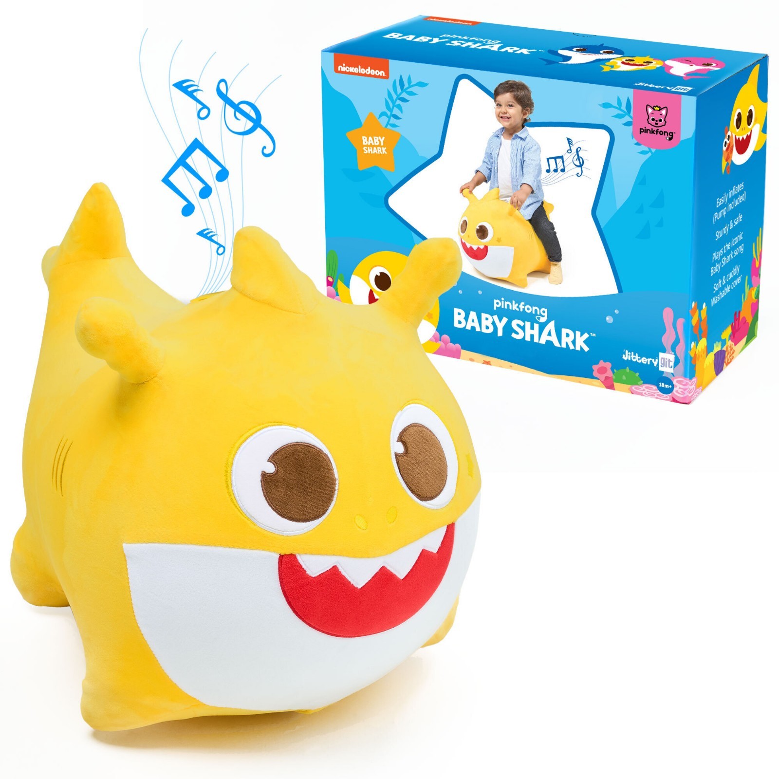 Pinkfong Baby Shark Bouncy Ride On Inflatable Hopper Plush Toy for Toddlers