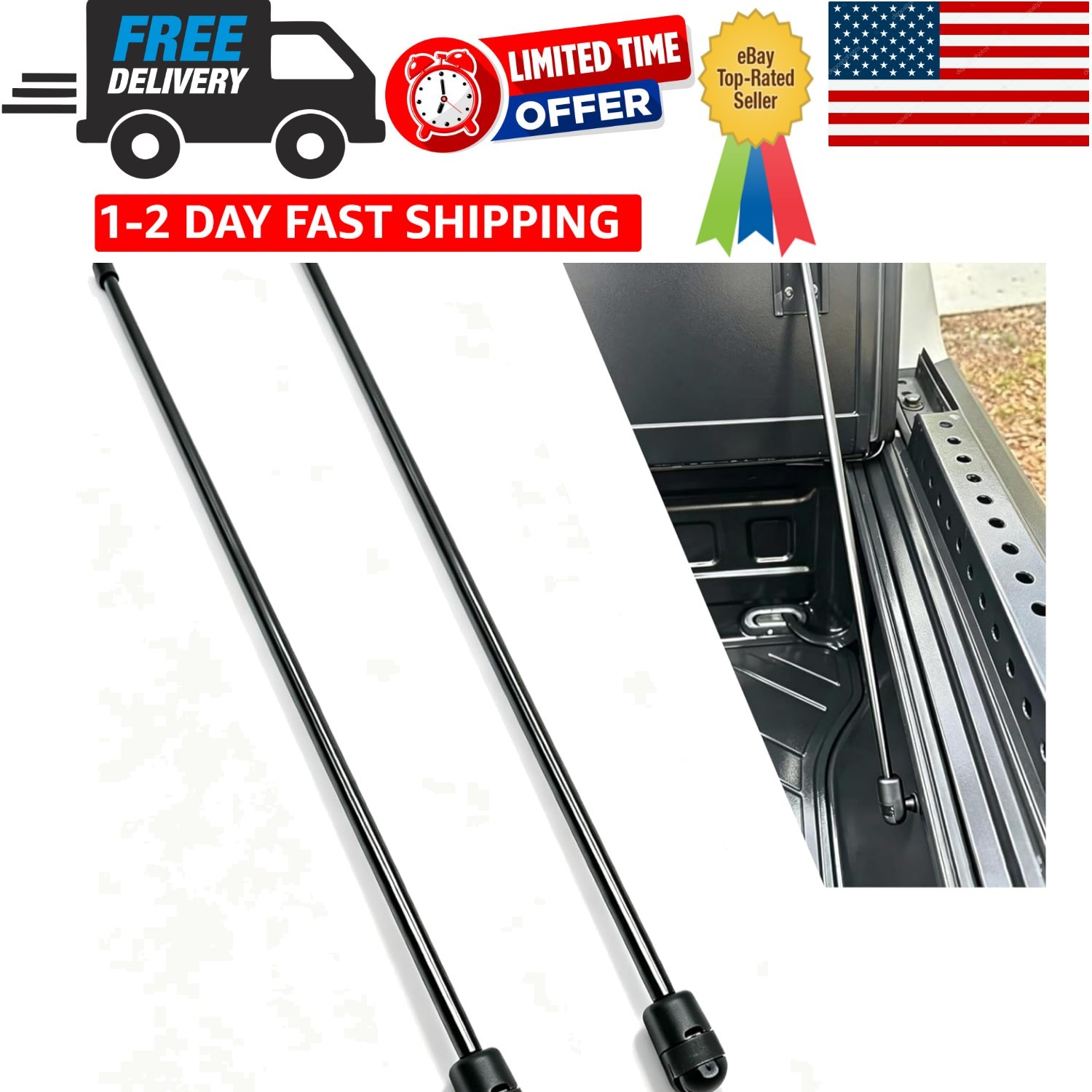 Complete Set of 2 Heavy-Duty Prop Rods for Bakflip Tri-Fold Truck Covers