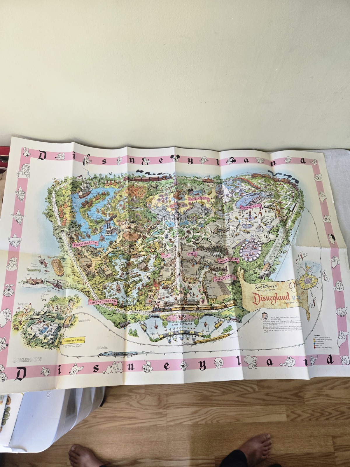 Vintage 1961 Walt Disney Disneyland Pink Map Guide to the Magic Kingdom 45 Vintage 1961 Walt Disney Disneyland Pink Map Guide to the Magic Kingdom 45
