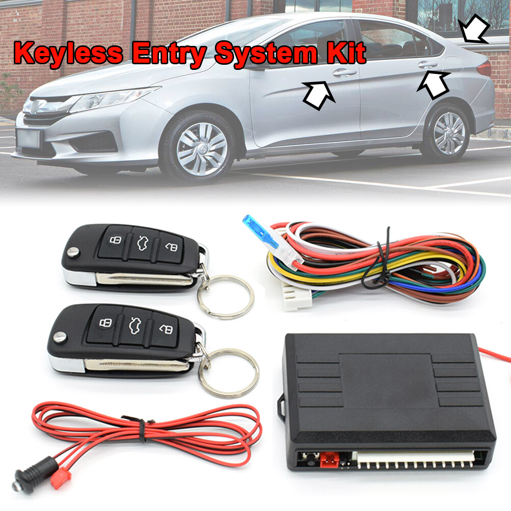 Keyless Entry Car Alarm System 2 Flip Key Fob 3-button Remote Control Lock Kit Keyless Entry Car Alarm System 2 Flip Key Fob 3-button Remote Control Lock Kit