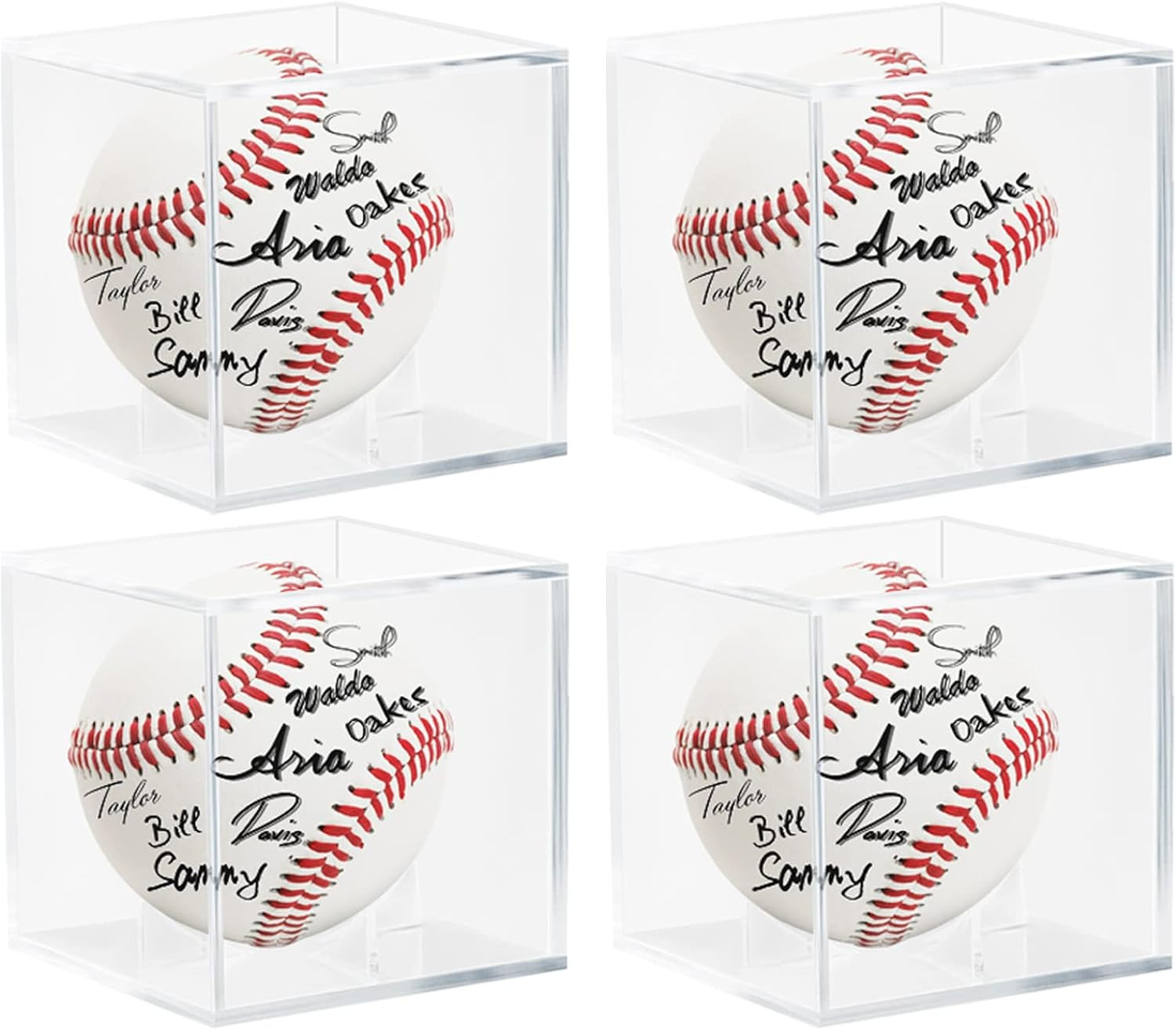 4 Pack Acrylic Baseball Case for Display, UV Protected Baseball Display Cube, Au 4 Pack Acrylic Baseball Case for Display, UV Protected Baseball Display Cube, Au