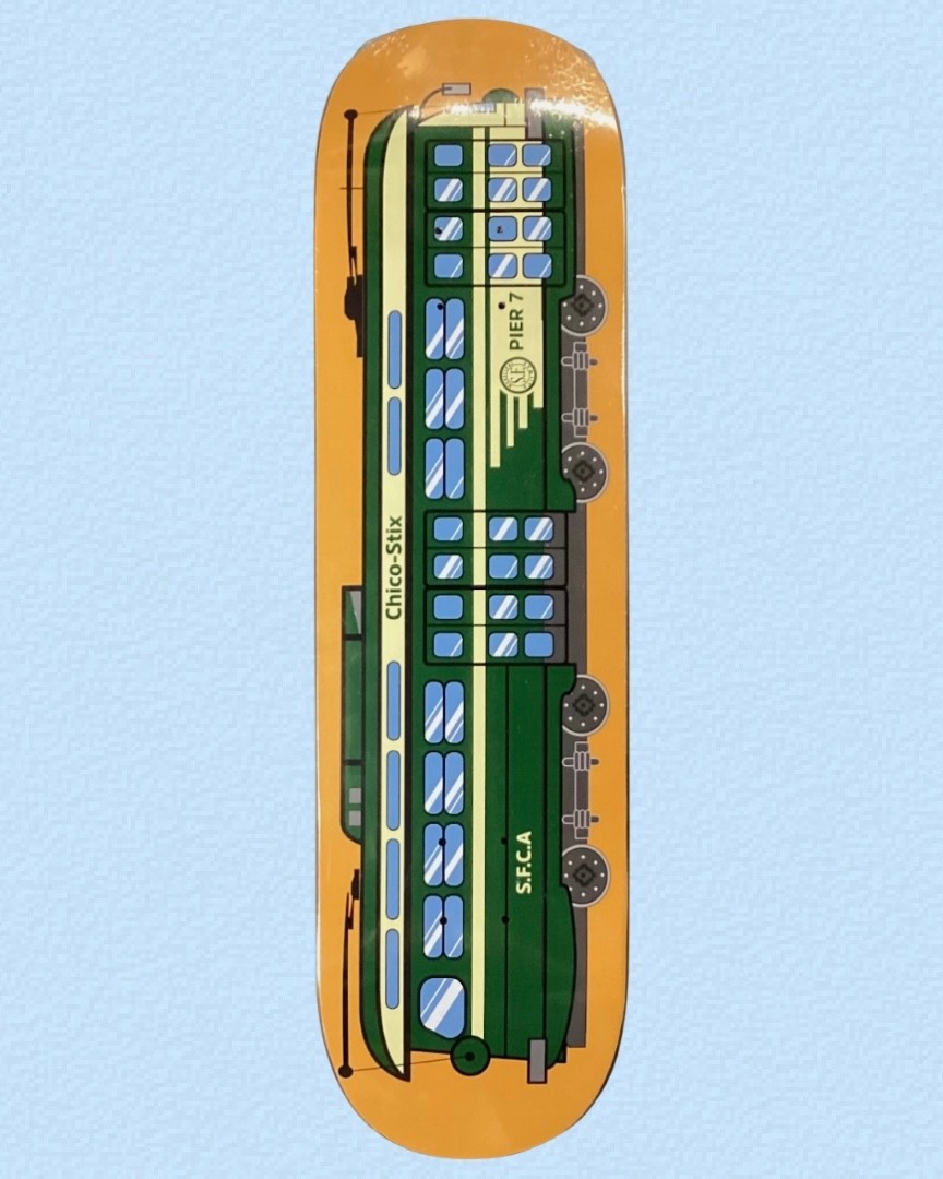 RARE Chico Stix Skateboard Deck Pier 7 SF Trolley Jorge Coya Yellow/Green 8.5\ RARE Chico Stix Skateboard Deck Pier 7 SF Trolley Jorge Coya Yellow/Green 8.5\