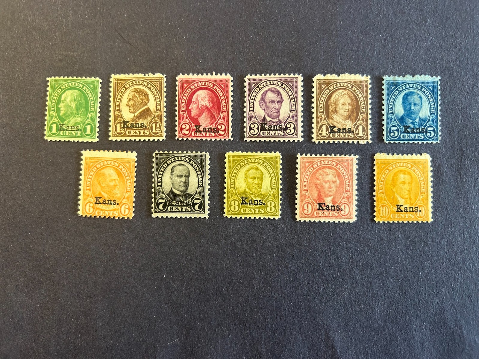 US Stamp Scott #658-668 1c -10c Complete Set 1929 Kansas Overprint M/H/OG US Stamp Scott #658-668 1c -10c Complete Set 1929 Kansas Overprint M/H/OG