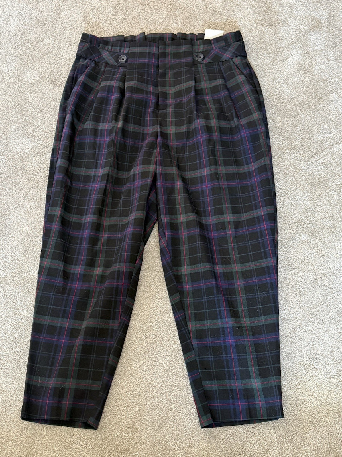 Torrid Size 14 Plaid Paper Bag Pants Tapered Leg Trousers Holiday NWT