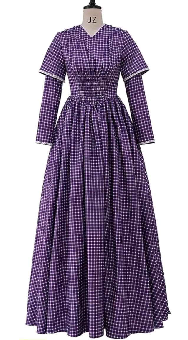Civil War Women's Victorian Dress Purple Plaid Dress Ball Dress