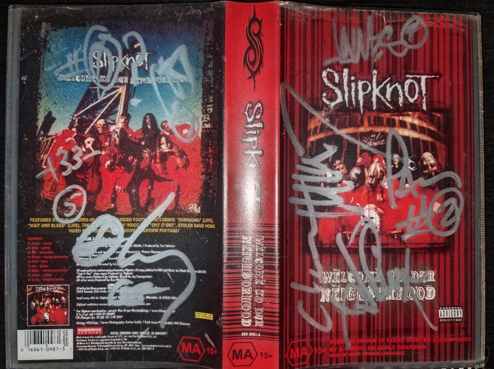 RARE ORIGINAL SLIPKNOT SIGNED VHS – COMPLETE ORIGINAL 9 MEMBER LINE-UP