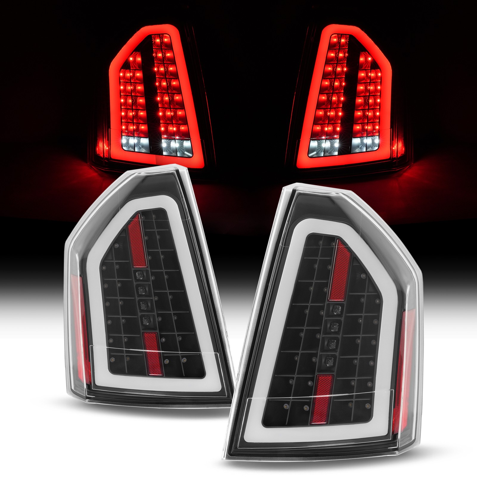 Pair Full LED Tube For Chrysler 300C 2005-2007 Clear Lens Tail Light Brake Lamp Pair Full LED Tube For Chrysler 300C 2005-2007 Clear Lens Tail Light Brake Lamp