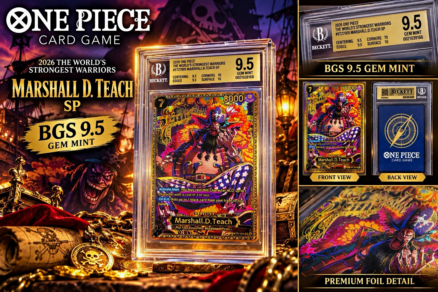 2026 One Piece Marshall D. Teach SP ST27-005 BGS 9.5 Gem Mint Blackbeard 2026 One Piece Marshall D. Teach SP ST27-005 BGS 9.5 Gem Mint Blackbeard