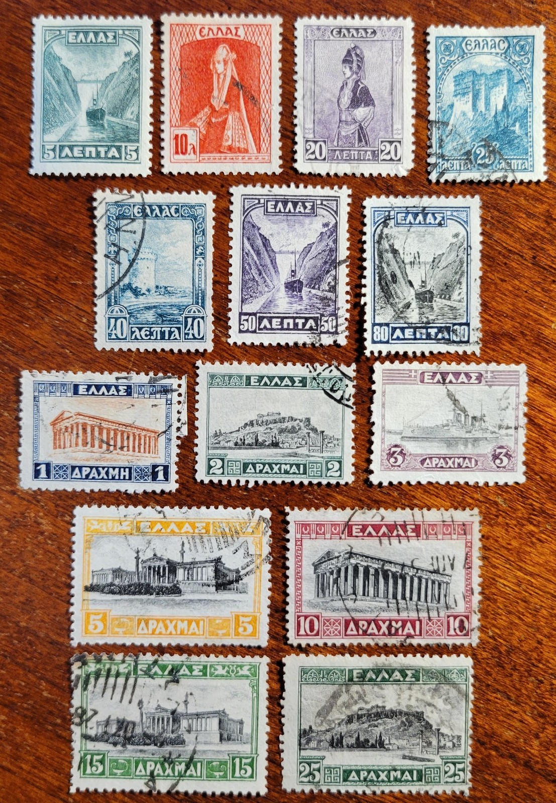 Greece Scott # 321-8, 330-1, 333-4, 367, 369 Landmarks  MH &Used 1927
